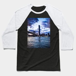 Sunset Skyline Dumbo Bridge Brooklyn NYC Baseball T-Shirt